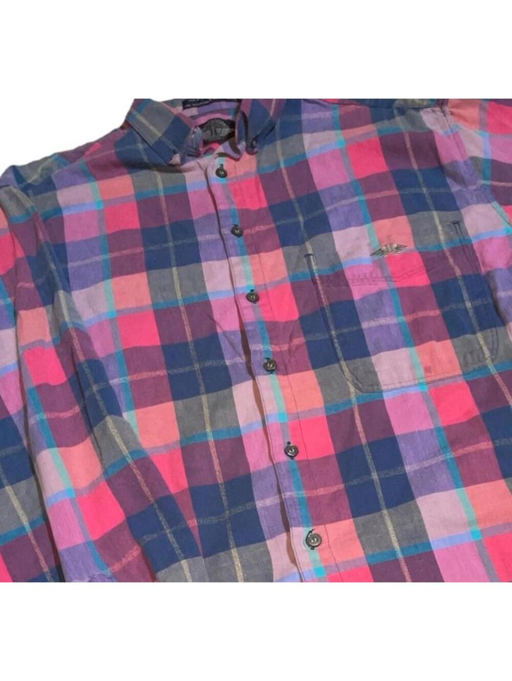 Levi's Dockers Men's Long Sleeve Button Down Plaid Shirt Size Large Purple &Pink